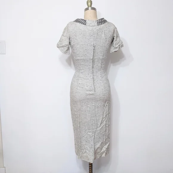 (3) vtg 1940s / 1950s  misty french country grey day dress - Picture 2 of 6